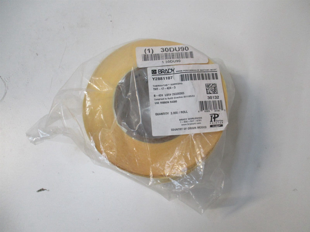 Brady (THT-17-424-3) 2" x 1" White Paper Wire Marker Roll - 3000 Stickers 