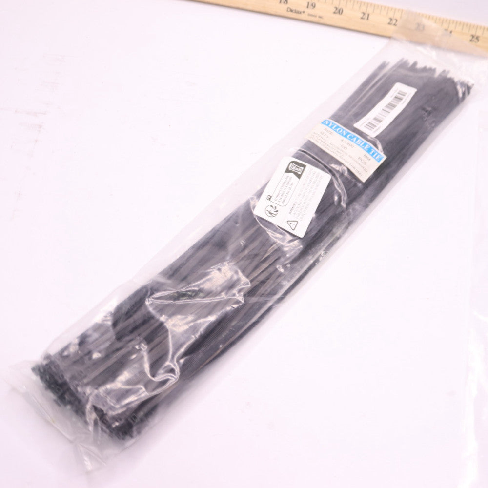 (100-Pk) Self Locking Cable Tie Nylon Black 4 x 400mm