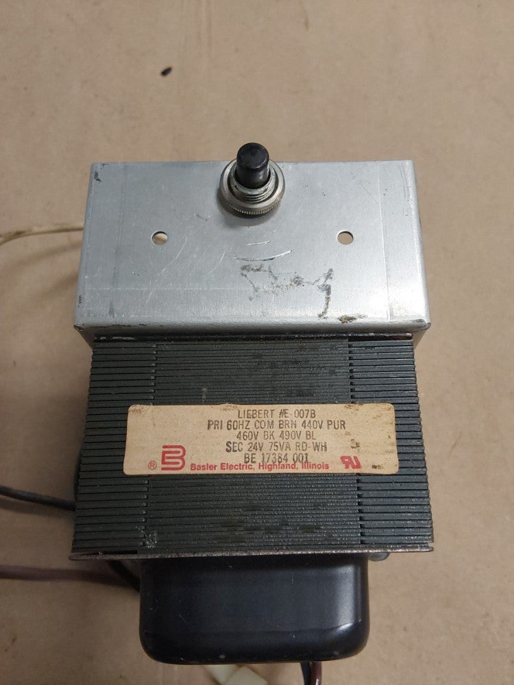 Liebert Transformer E-007B PRI 60 Hz BRN 440V PUR460V BK 490V BL SEC 24V 75VA 