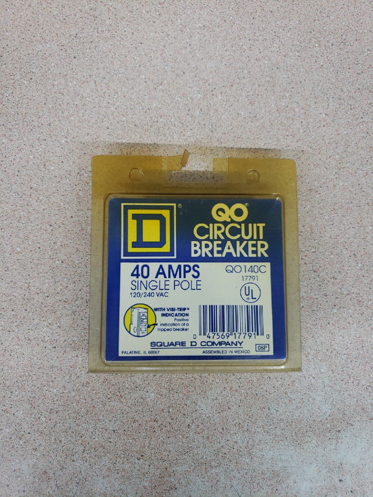 NEW SQUARE D QO140C QO140 CIRCUIT BREAKER 40 AMP 240V 1 POLE OLD STOCK