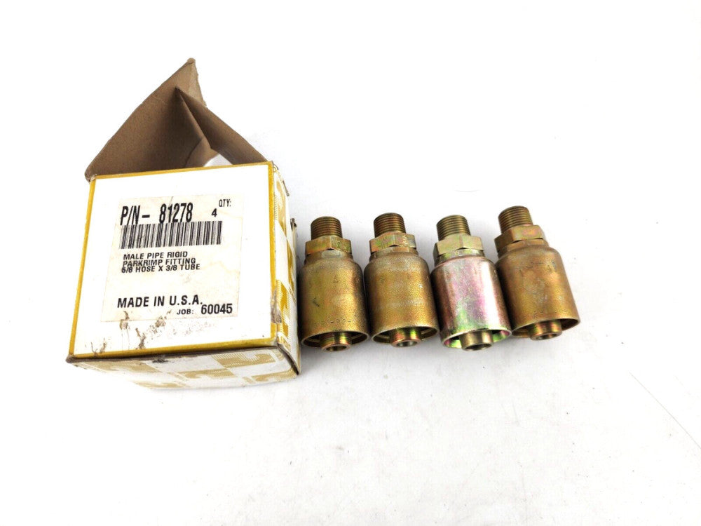 4pcs Hydraulic Hose Male Pipe Rigid MPT Fitting 0.625″ ID 10 mm 3/8-18 81278