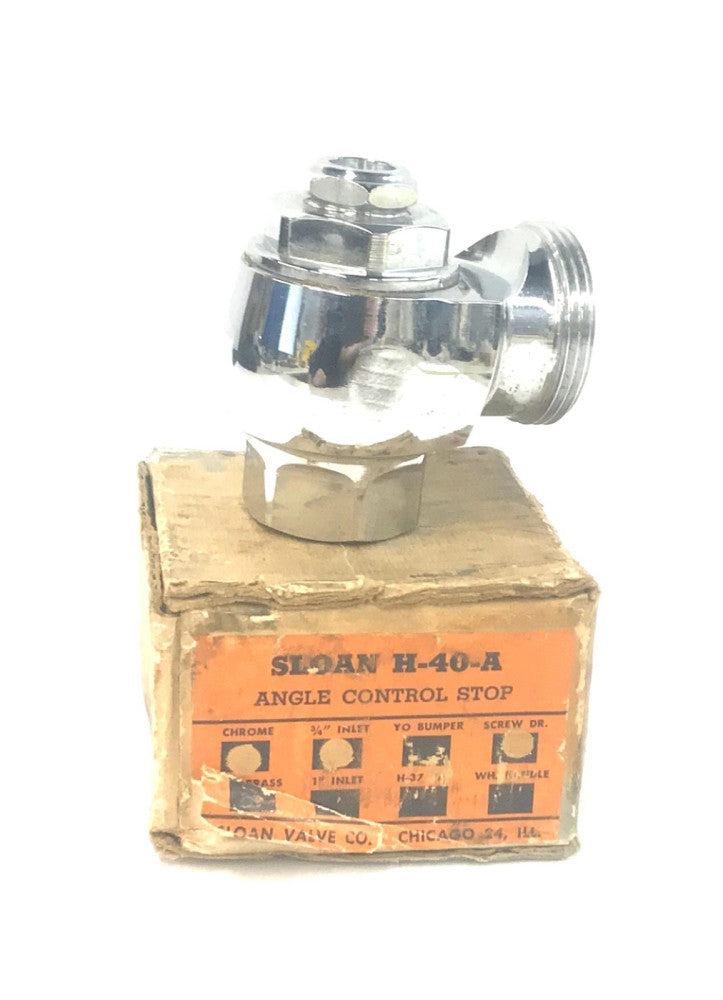 Sloan Chrome 3/4" Inlet Screw Drive Angle Control Stop H-40-A NOS