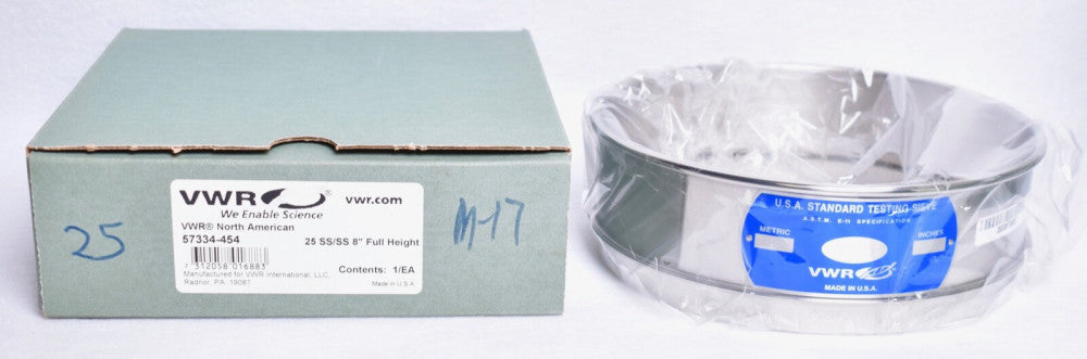 VWR 25 SS/SS 8" Stainless Steel Full Height Test Sieve  57334-454