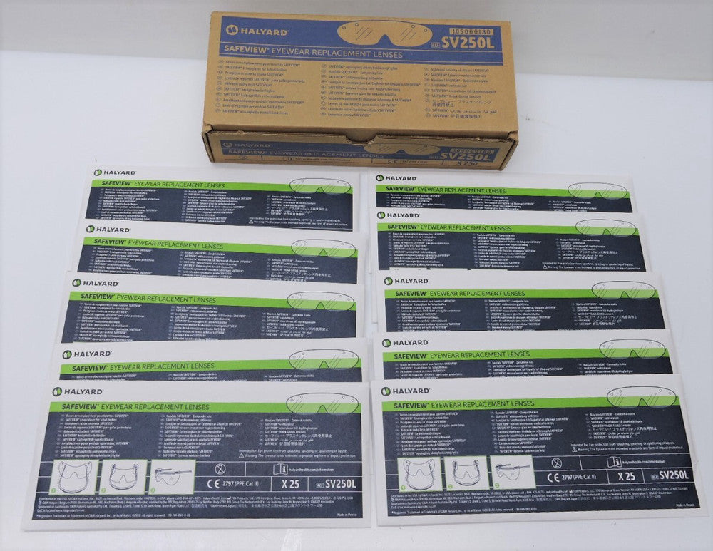 Halyard SV250L Safeview Eyewear Replacement Lenses - (25 Boxes of 10, 250 Total)