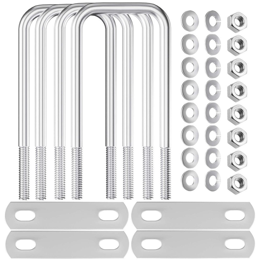 4Packs Square U-Bolt, Stainless Steel Square Bend U Bolts with Nuts and Frame...
