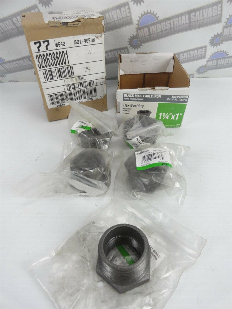 (Lot of 5) SOUTHLAND 521-965HN 1.25" X 1" Hex Bushing - BLACK STEEL (New)