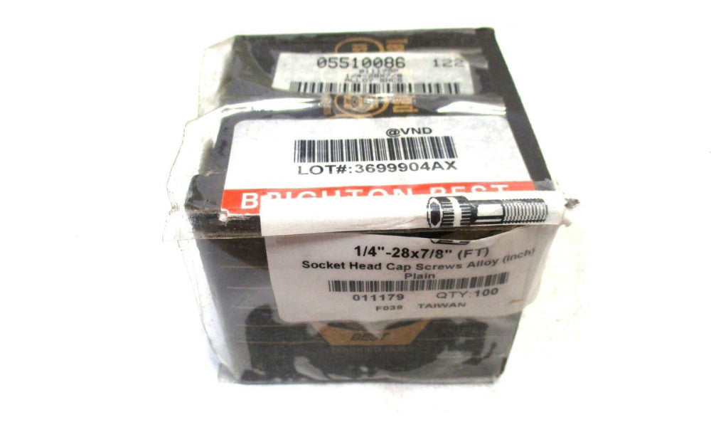 Brighton (011179) 1/4-28 UNF 7/8" OAL 3/16" Hex Socket Cap Screw - Lot of 100