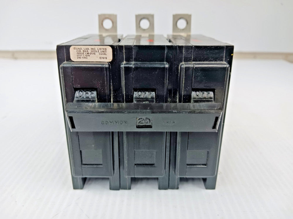 FPE FEDERAL PACIFIC 20 AMP BOLT-ON CIRCUIT BREAKER 3 POLE 240 VAC BAB3020