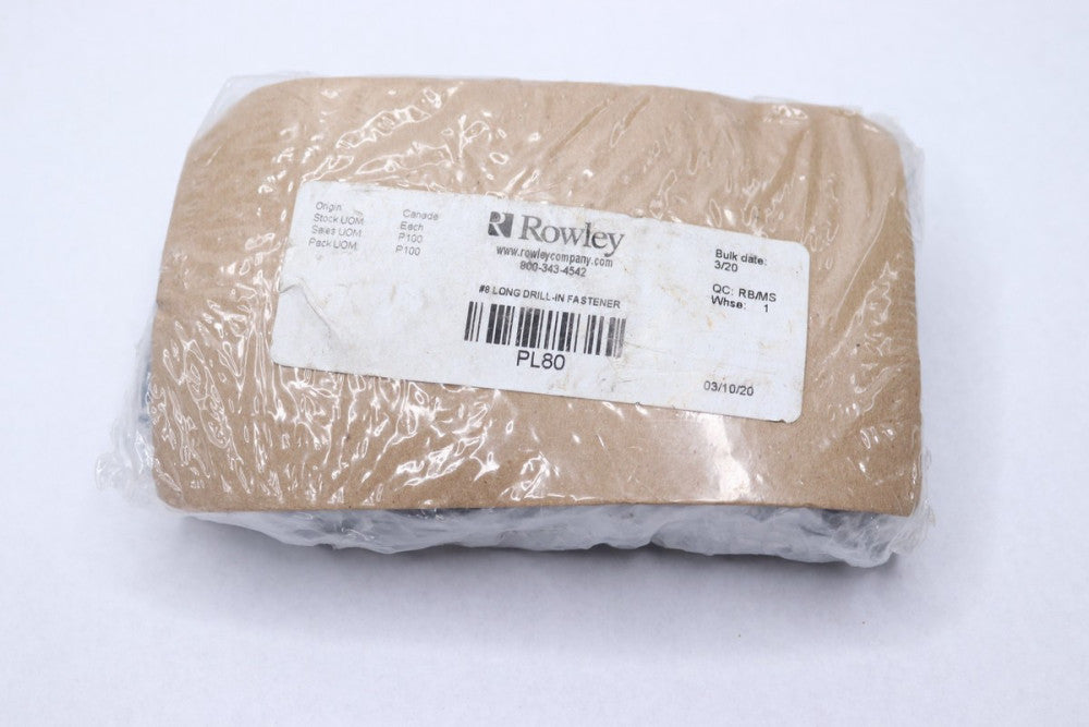 (100-Pk) Rowley Drill-In Fastener Metal # 8 1-1/2'' Long PL80