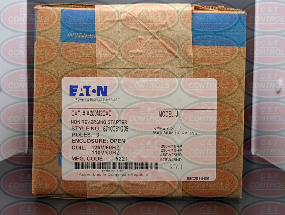 Eaton A200M2CAC A200 - Starter Size 2 Open 3 Pole 120V 60HZ Coil NEW IN BOX