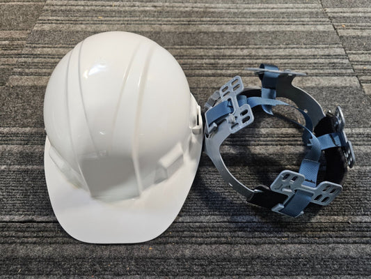 (QTY 3) JACKSON SAFETY 'SENTRY III' WHITE HARD HAT WITH 6PT RATCHET SUSPENSION