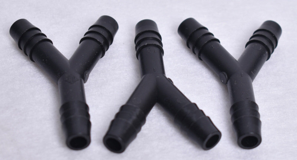 3 Count Foxx 1/4 x 1/4 x 1/4 Y Connector Fittings Polypropylene Barbed 255-2601