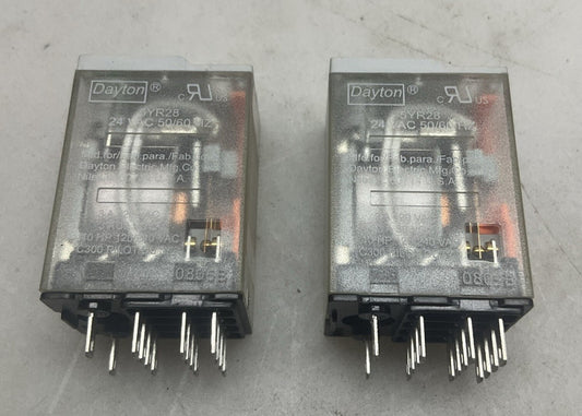 2 Pack Dayton 5YR28 Socket Mounted Relay 3 Amp Z24 Vac 50/60hz 1/10 Hp 14 Pin