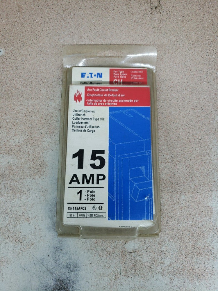 NEW EATON ARC FAULT FIRE GUARD 15 AMP CH115AFCS 1 POLE 120V CIRCUIT BREAKER