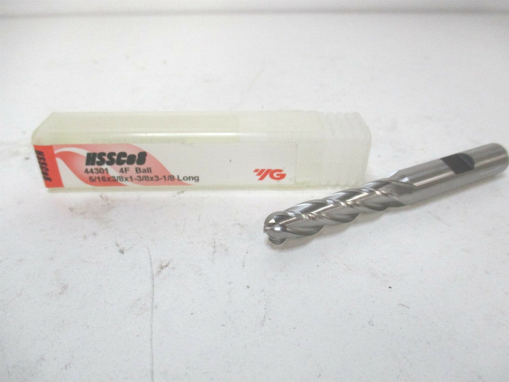YG-1 (44301) 5/16" x 3/8" x 1-3/8" x 3-1/8" OAL Non-Coolant Cobalt Ball End Mill