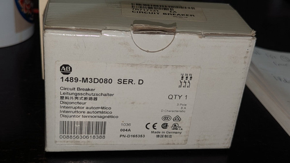 Allen Bradley 1489-M3D080 Circuit Breaker 3P 8A NIB