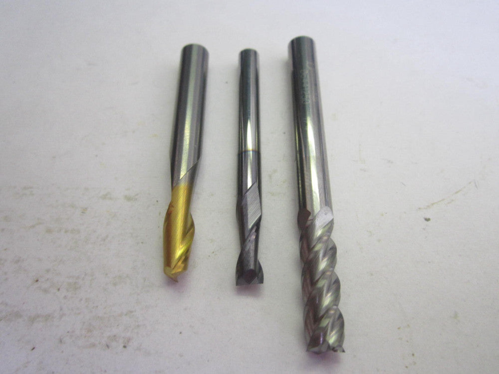 Assorted 3/16" - 1/4" RH Solid Carbide Square End Mills NEW - Lot of 3