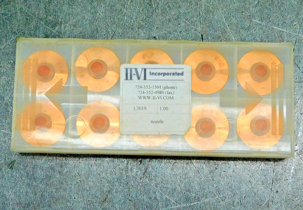 II-VI Incorporated L3019 C02 Copper Laser Nozzle 1.00" Lot of Ten (10)