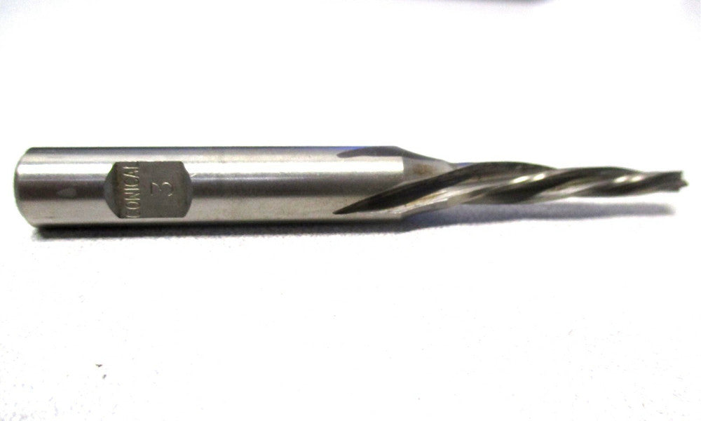 Conical (LC-204) 15/64 x 3-1/4 3-Flute 3° Angle/Side LH HSS Tapered End Mill