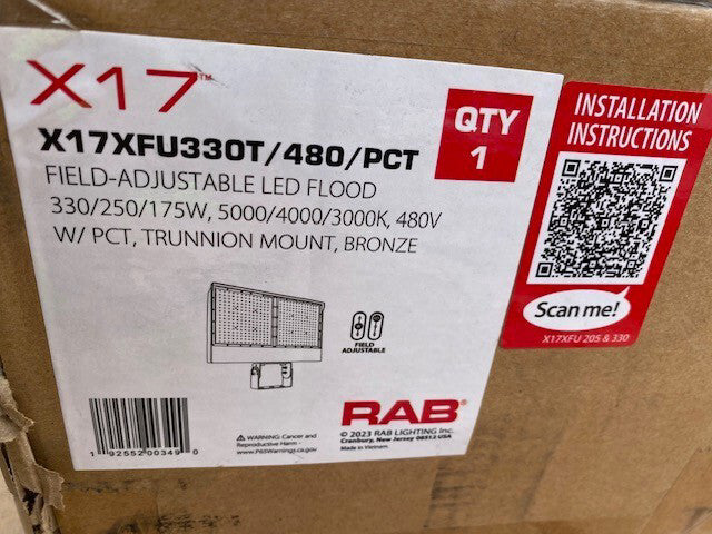RAB LED Flood X17 Field Adjustable 330W-250W-175W, Bronze (NEW)