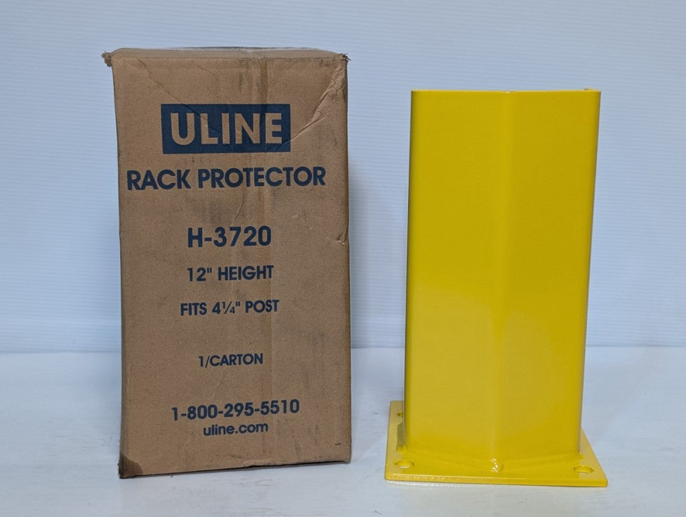 ULine H-3720 Rack Protector, Fits 4.5" Post, 12" Tall, Steel, Yellow