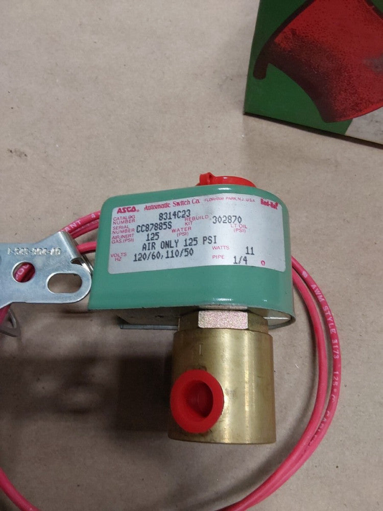 ASCO 8314C23 120V 1/4” NPT Solenoid Valve 125PSI AIR ONLY NOS G25