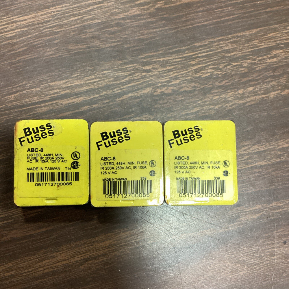 LOT OF 3 BUSS ABC-8 FUSES, 15 Pieces