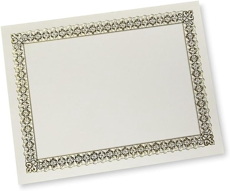 Gartner Studios Gold Foil Certificate Paper for Awards, 15 Count, White-gold 