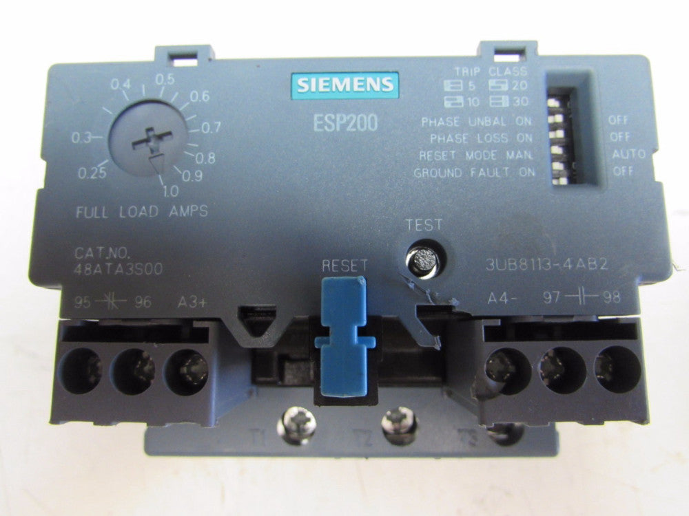 SIEMENS 48ATA3S00 0.25-1 Amp Range ESP200 3UB8113-4AB2 OVERLOAD RELAY !