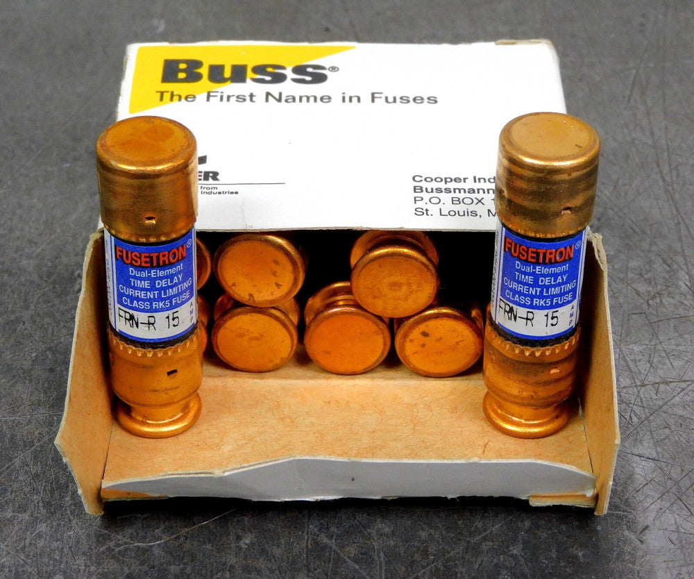 Cooper Bussmann - Fusetron FRN-R-15 Dual Element Time Delay Fuse Lot of (10) Ten