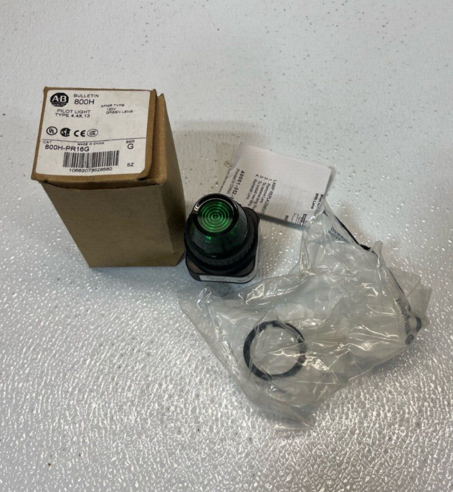 Allen-Bradley 800H-PR16G XFMR Type 120V Green Lens SER G