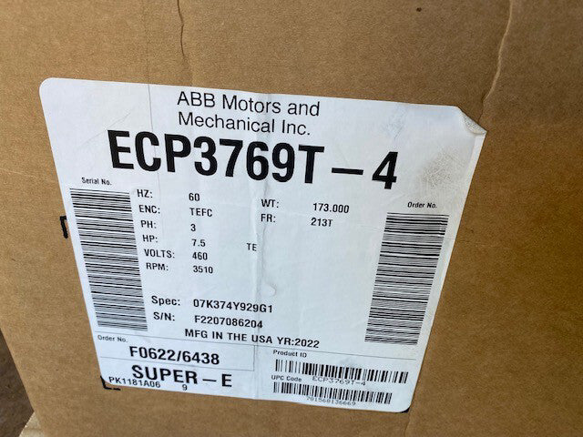 ECP3769T-4 - ABB - BALDOR - 7.5HP, 3510RPM, 3PH, 60HZ, 213T, 0732M, TEFC,F (NEW)