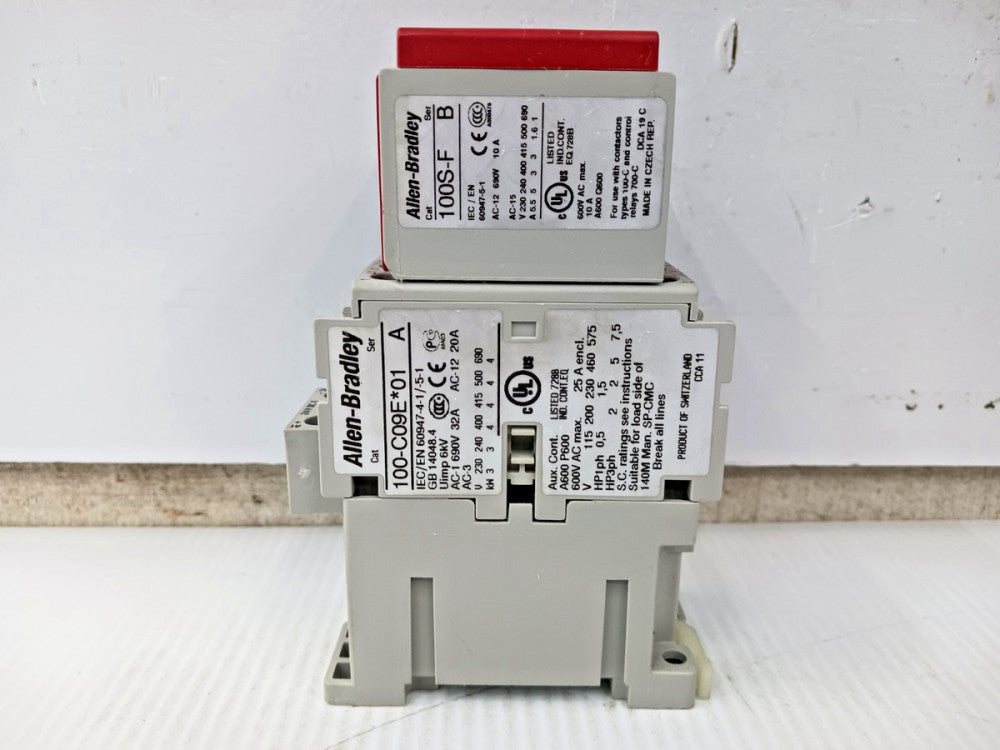 Allen Bradley 100-C09E*01 Contactor Protection Relay w/ 100S-F Auxiliary Contact