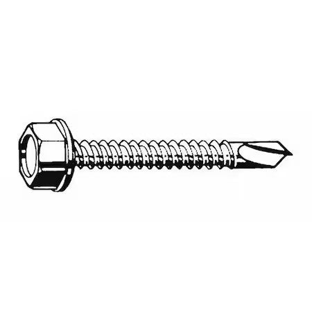 Zoro Select Tkhwi-1001000-3-600P Self-Drilling Screw, #10, 1 In, Zinc Plated