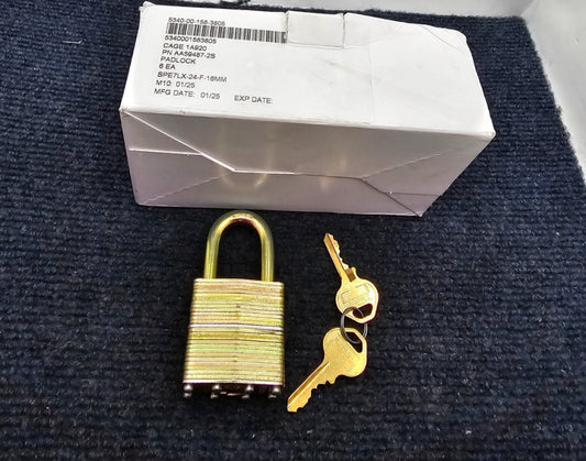 (QTY 6) Master Lock 5340-00-158-3805 Laminated Steel Padlocks Two Keys Each