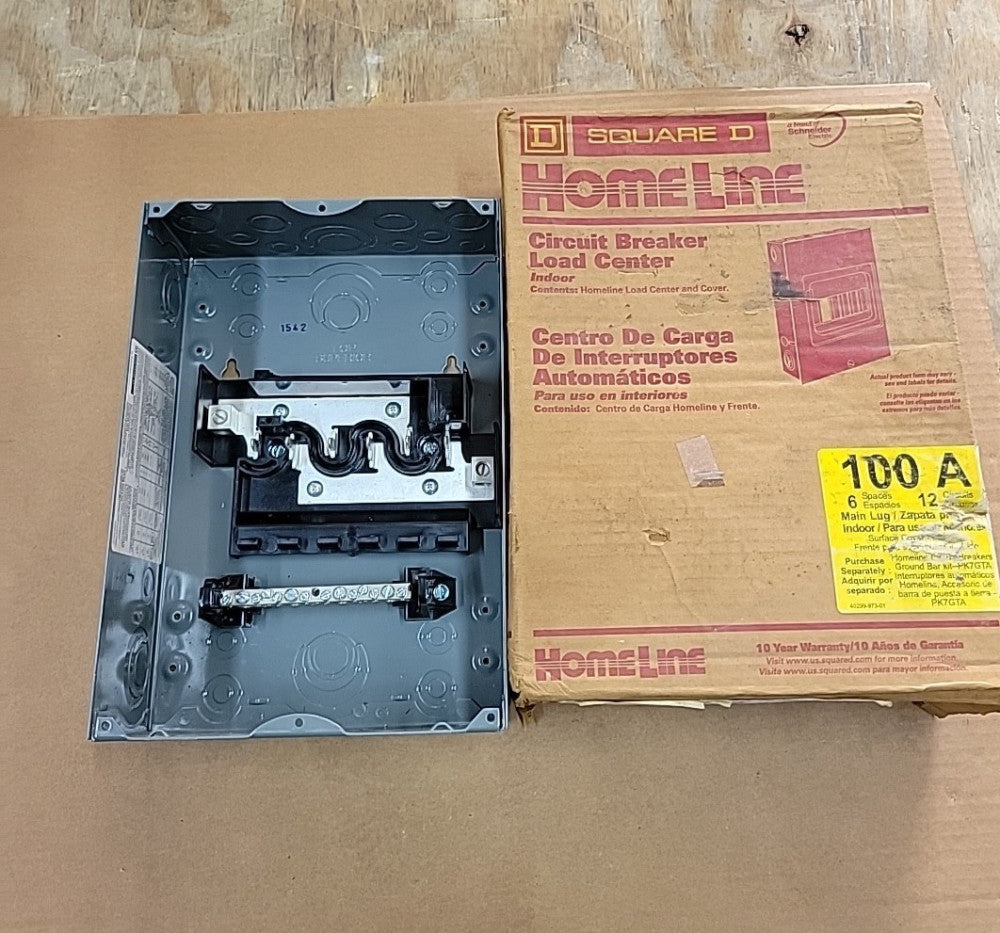 Square D Homeline HOM612L100 Load Center 100A, 6-Spaces, 12-Circuits