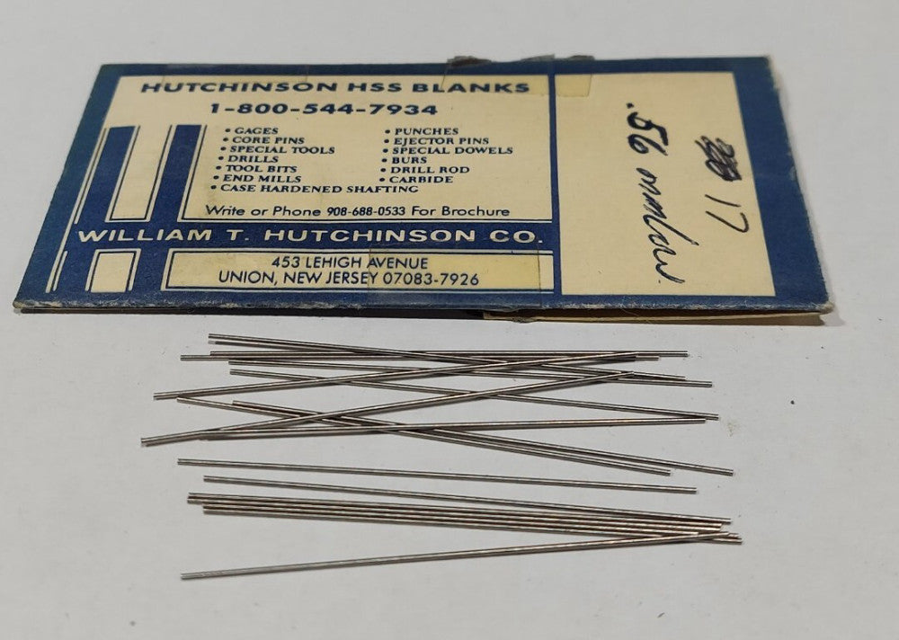 Lot Of 17 - USA Hutchinson .56mm x 2" Low Drill Blank Reamer Pin Gage