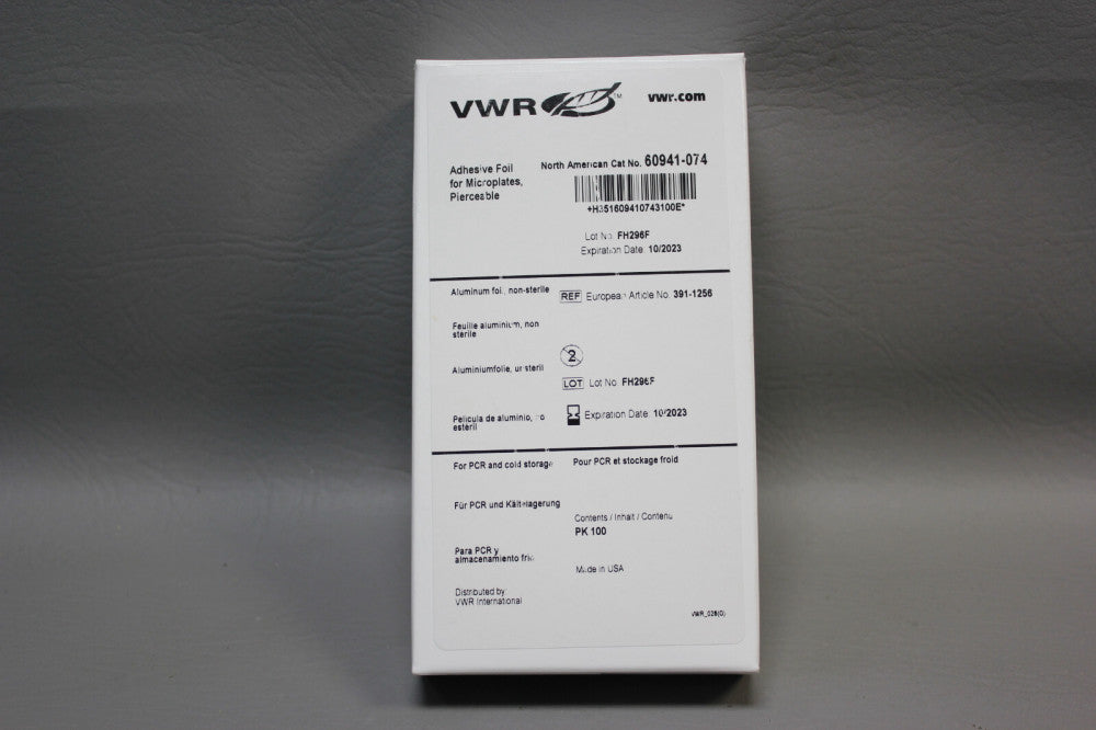 NEW BOX OF 100 VWR PIERCEABLE ADHESIVE FOIL SHEETS FOR MICROPLATES 60941-074 EXP