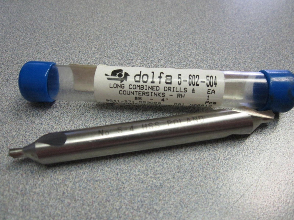 Dolfa (5-602-504) #5 x 4" 60 Deg RH Long Combined Drills & Countersinking
