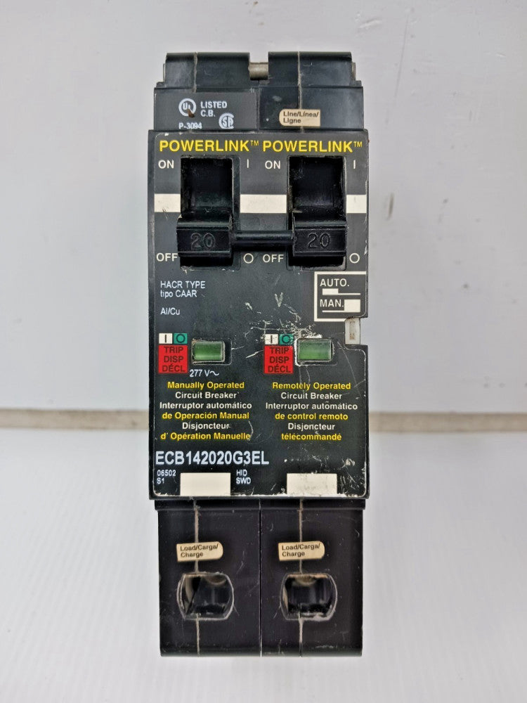 Square D Powerlink 20 Amp Bolt-On Circuit Breaker 2 Pole 277 VAC ECB142020G3EL