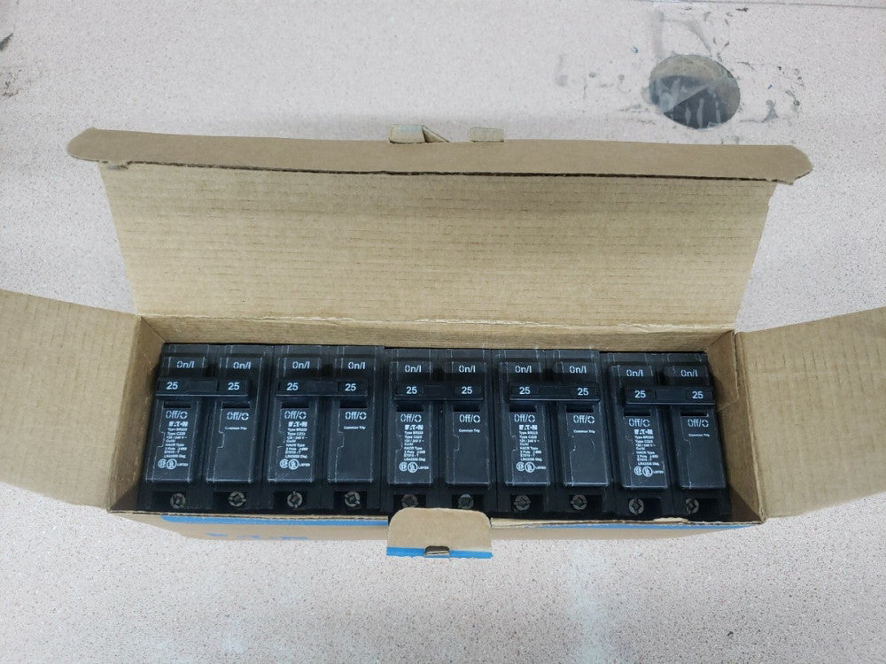 BOX OF 5 EATON Cutler-Hammer BR225 2 Pole 120/240V 25 Amp Circuit Breaker New