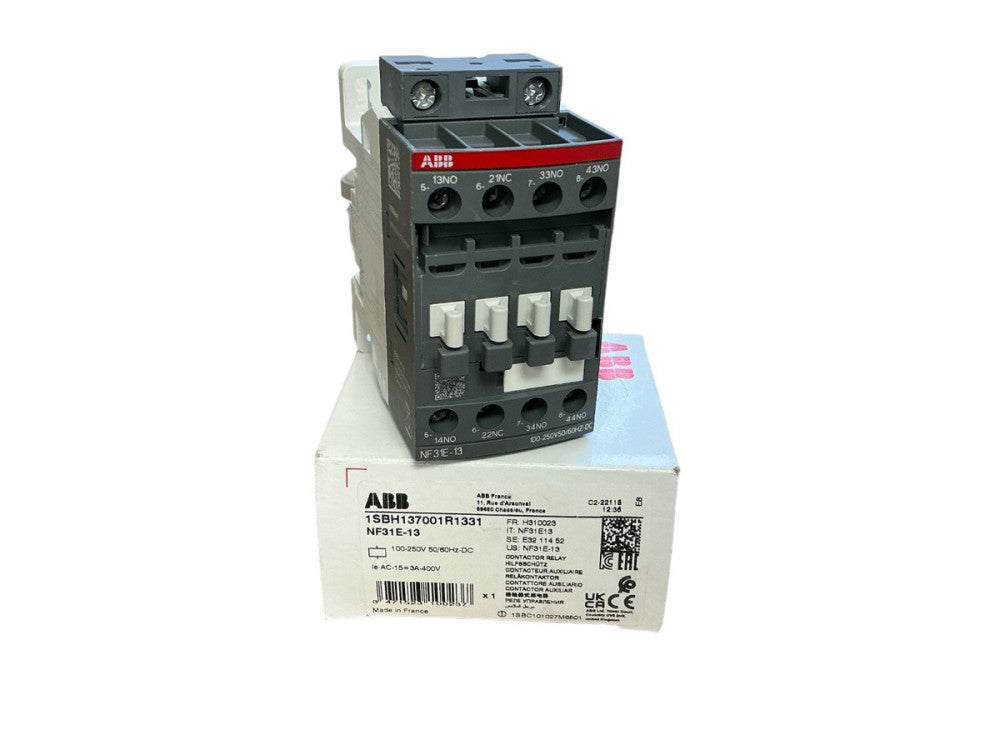 ABB 1SBH137001R1331 NF31E-13 Auxiliary Contactor Relay 100-250V AC/DC - 3A 400V