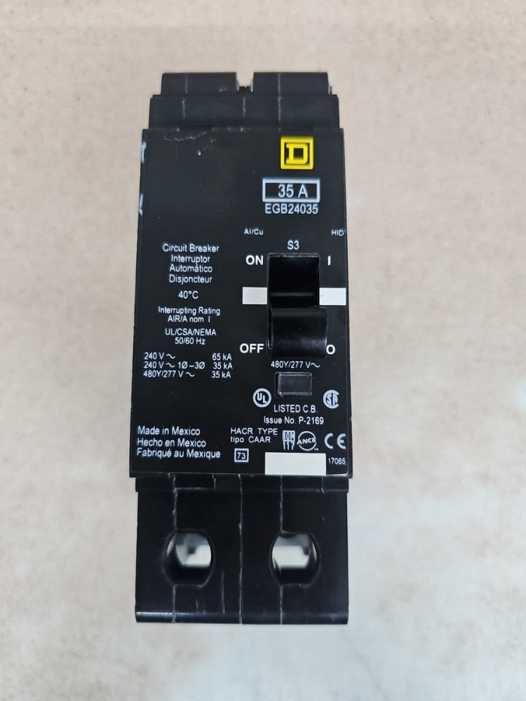 Square D EGB24035 Bolt-On Circuit Breaker 35A 480Y/277V 2P 1PH  35 Amp NTO