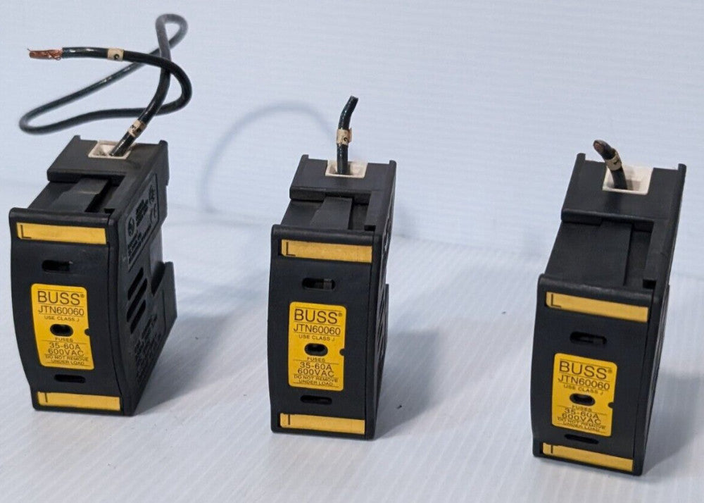 Lot of 3 Eaton / Bussman JTN60060 Fuse Holders, 35/60 AMP, 600 VAC