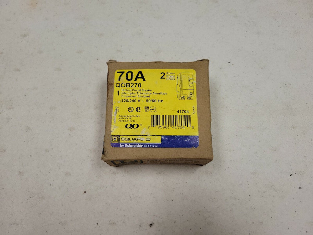 NEW OLD STOCK QOB270 - Square D 70 Amp 2 Pole Bolt-On Circuit Breaker NOS