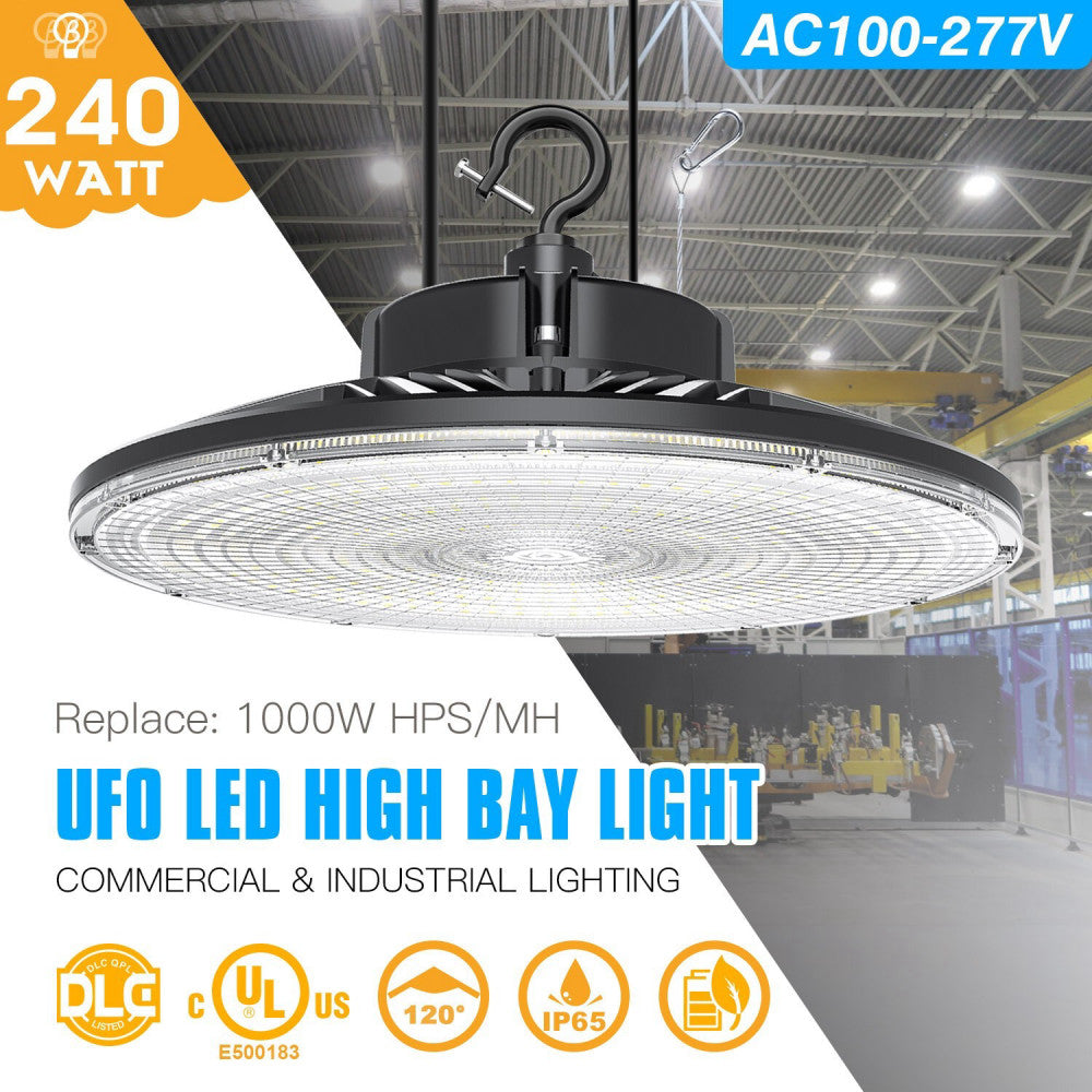 240W Industrial Warehouse LED High Bay Light Factory Warehouse Shop GYM Lighting