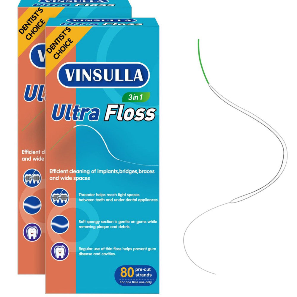 Dental Floss for Braces, Floss Threaders for Bridges and Implants 80 Pre-Cut