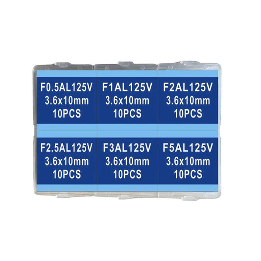 60PCS 3.6X10mm Mini Fuse 125V 0.5A 1A 2A 2.5A 3A 5A amp Assortment Kit... 