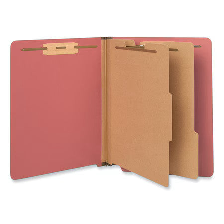UNIVERSAL ONE UNV10320 Pressboard End Tab Folder, 6 Section, Red, PK10
