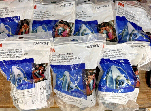 (Lot of 7) 3M Half Facepiece 7502/37082 Reusable Silicone Respirator MEDIUM